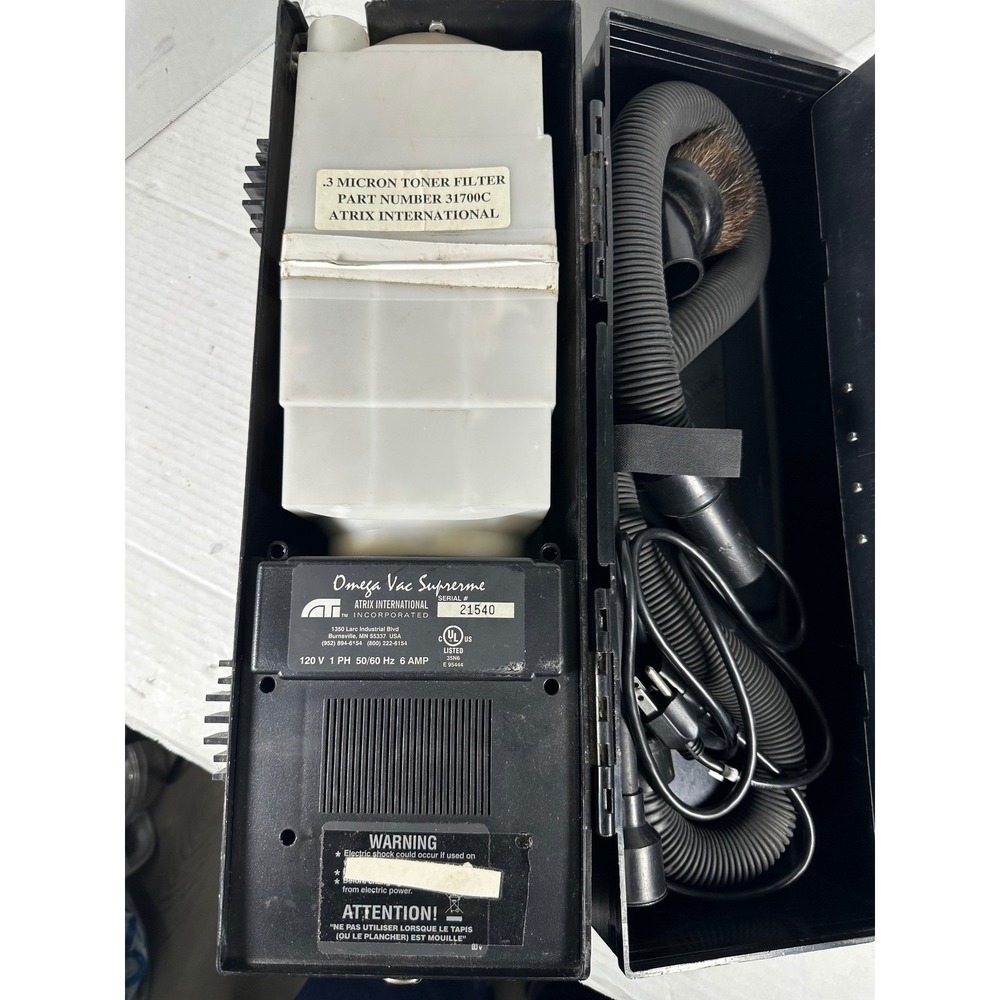Atrix International Omega Vac Supreme Portable Technical Vacuum 120V 6A Black